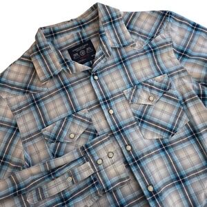 American Eagle Mens Plaid Pearl Snap Sz M Western Cowboy Ranch